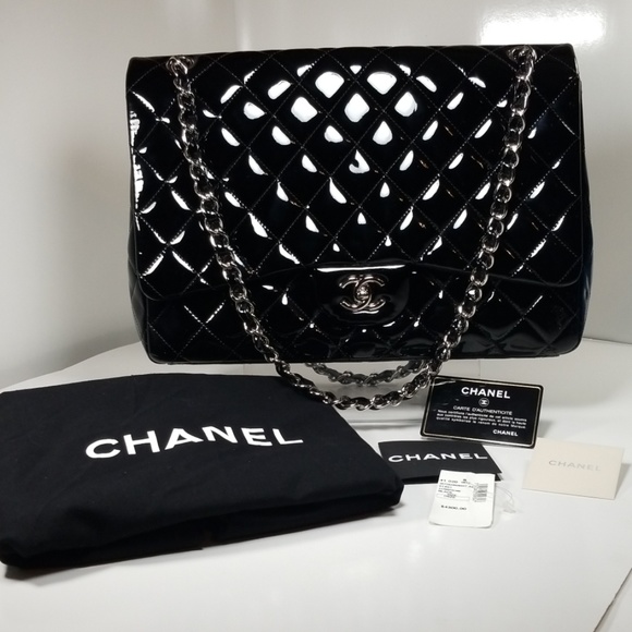 chanel jumbo patent leather